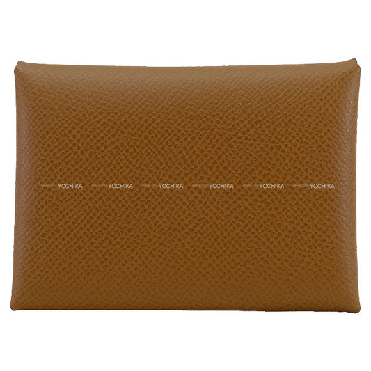 HERMES card holder Calvi Duo Verso Alezan/Vert Peppermint Veau Epsom Silver HW Stamp K[BRAND NEW][Authentic]