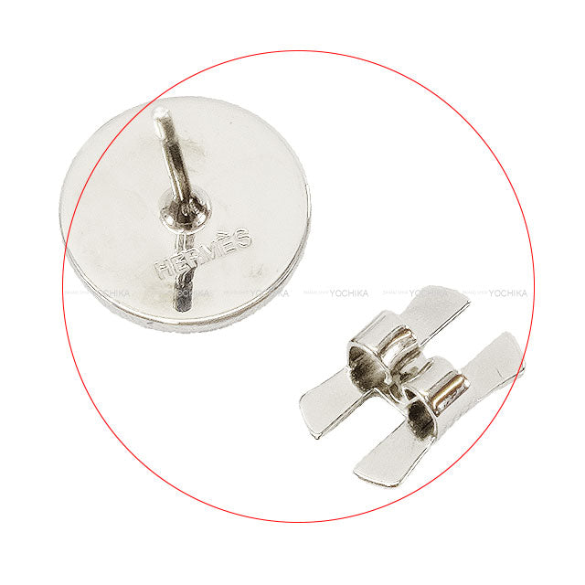 HERMES pierced earring Eclipse Cloisonne Vintage Noir (Black) Silver HW[EXCELLENT][Authentic]