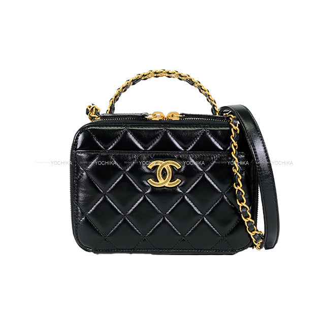 2023SS CHANEL Shoulder bag Matelasse COCO Mark Top Handle Small Vanity Chain Noir (Black) Lambskin Mat Gold HW AS3222[EXCELLENT][Authentic]