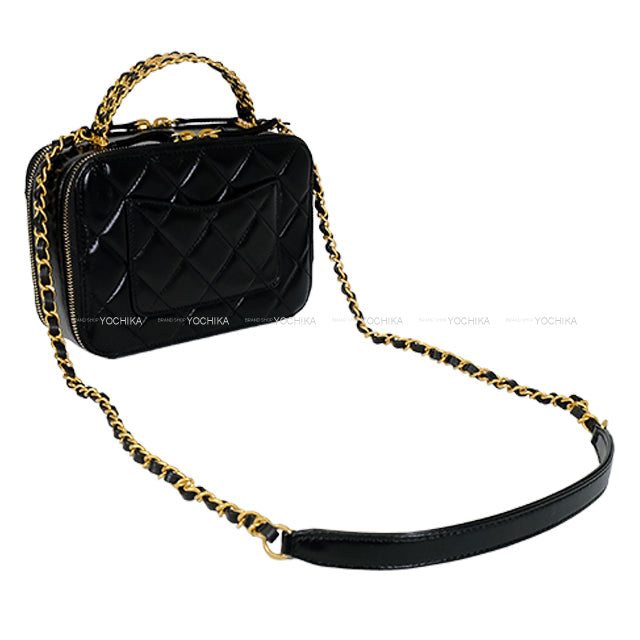 2023SS CHANEL Shoulder bag Matelasse COCO Mark Top Handle Small Vanity Chain Noir (Black) Lambskin Mat Gold HW AS3222[EXCELLENT][Authentic]