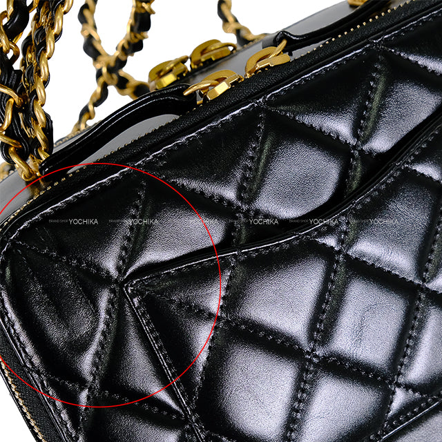 2023SS CHANEL Shoulder bag Matelasse COCO Mark Top Handle Small Vanity Chain Noir (Black) Lambskin Mat Gold HW AS3222[EXCELLENT][Authentic]