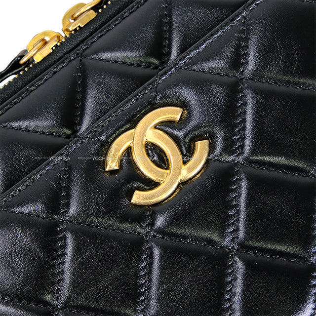 2023SS CHANEL Shoulder bag Matelasse COCO Mark Top Handle Small Vanity Chain Noir (Black) Lambskin Mat Gold HW AS3222[EXCELLENT][Authentic]