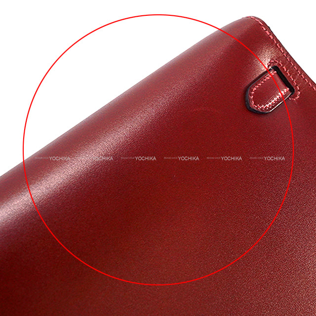HERMES Clutch bag Kelly Elan Rouge H Box Calf Gold HW Stamp W[EXCELLENT][Authentic]