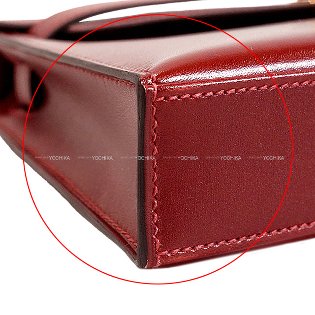 HERMES Clutch bag Kelly Elan Rouge H Box Calf Gold HW Stamp W[EXCELLENT][Authentic]