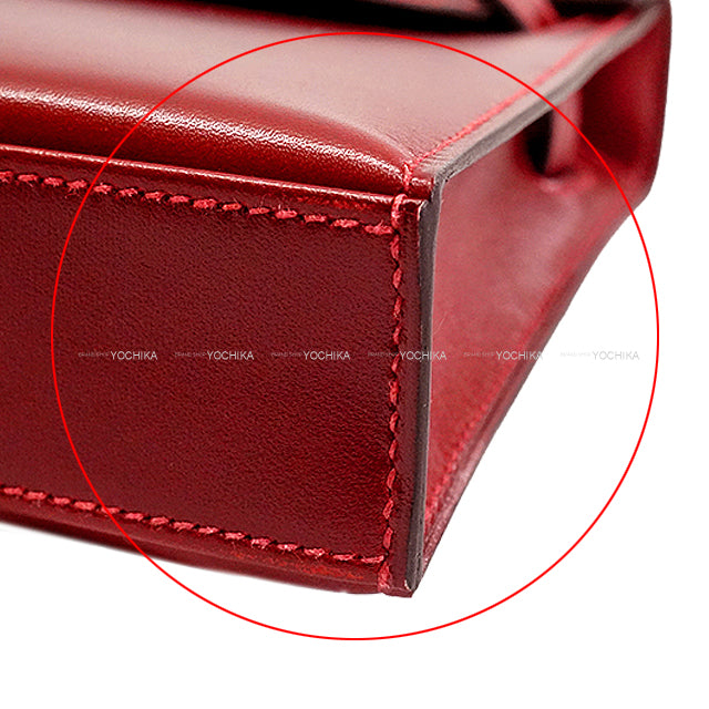 HERMES Clutch bag Kelly Elan Rouge H Box Calf Gold HW Stamp W[EXCELLENT][Authentic]