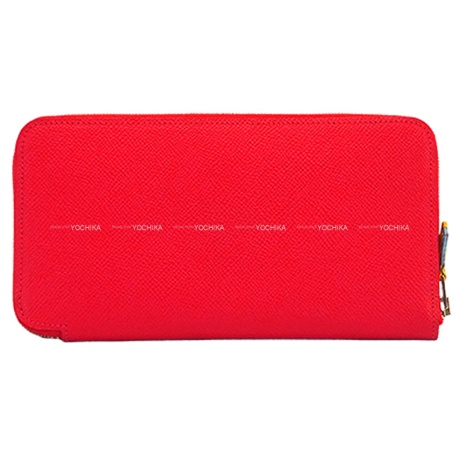 HERMES long wallet Azap Silk'in Long Sangles Bougainvillier/Bleu Electrique Veau Epsom/Veau Barenia/Silk Silver HW Stamp □R[EXCELLENT][Authentic]