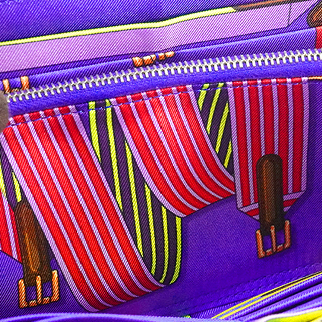 HERMES long wallet Azap Silk'in Long Sangles Bougainvillier/Bleu Electrique Veau Epsom/Veau Barenia/Silk Silver HW Stamp □R[EXCELLENT][Authentic]