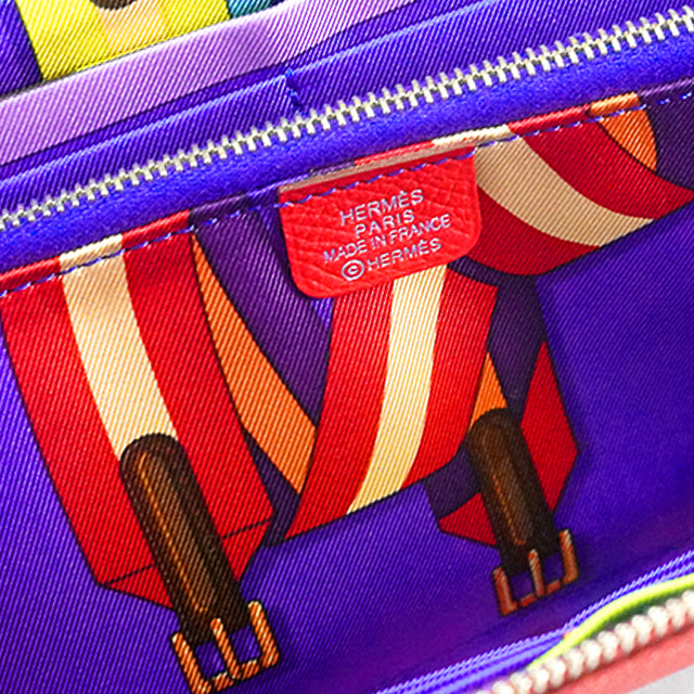 HERMES long wallet Azap Silk'in Long Sangles Bougainvillier/Bleu Electrique Veau Epsom/Veau Barenia/Silk Silver HW Stamp □R[EXCELLENT][Authentic]