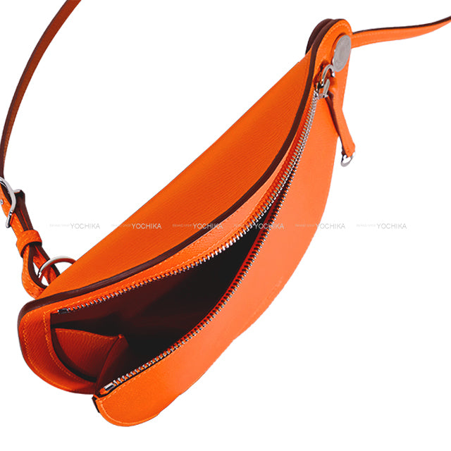 HERMES Shoulder bag Petite Course Feu Orange Veau Epsom Silver HW Stamp W[BRAND NEW][Authentic]