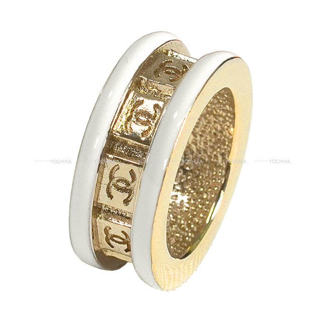 [Pre-loved] 2024Cruise CHANEL ring Costume Jewelry COCO Mark Gold/White #52 Gold HW ABC394[LIKE NEW][Authentic]