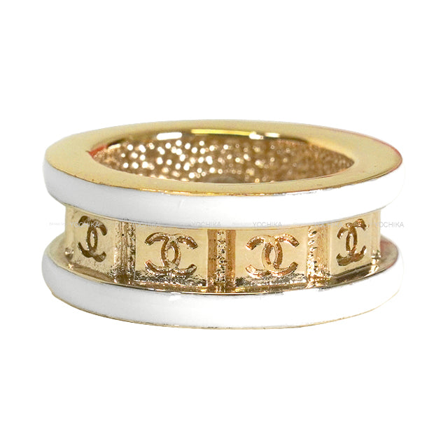 [Pre-loved] 2024Cruise CHANEL ring Costume Jewelry COCO Mark Gold/White #52 Gold HW ABC394[LIKE NEW][Authentic]