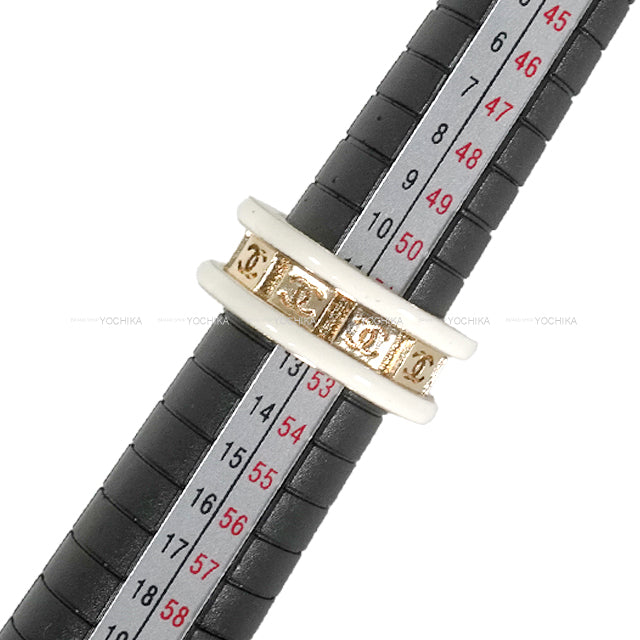 [Pre-loved] 2024Cruise CHANEL ring Costume Jewelry COCO Mark Gold/White #52 Gold HW ABC394[LIKE NEW][Authentic]