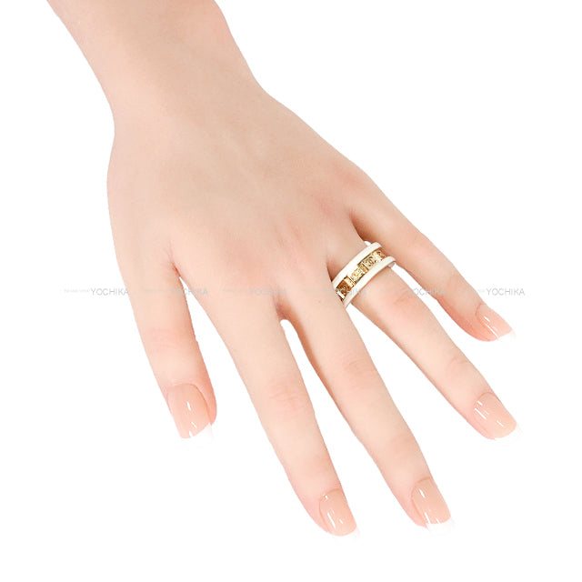 [Pre-loved] 2024Cruise CHANEL ring Costume Jewelry COCO Mark Gold/White #52 Gold HW ABC394[LIKE NEW][Authentic]
