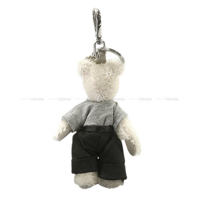 PRADA bag charm Teddy with metal ring Blanc (White) Silver HW 2T051-2C4F-T0009[BRAND NEW][Authentic]