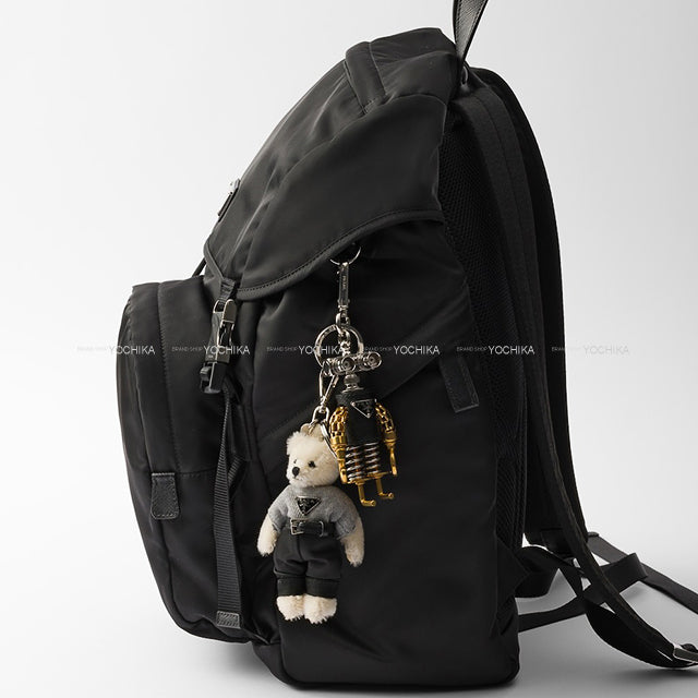 PRADA bag charm Teddy with metal ring Blanc (White) Silver HW 2T051-2C4F-T0009[BRAND NEW][Authentic]