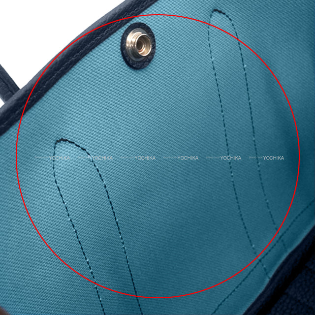 HERMES tote bag Garden Party 30 TPM Bleu Jean/Blue Indigo Toile Militaire/Veau Negonda Silver HW Stamp B[ALMOST NEW][Authentic]