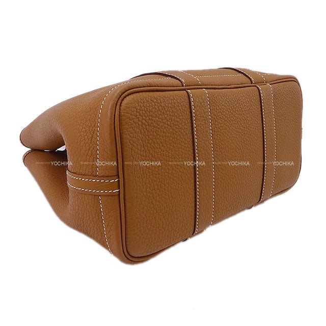 HERMES tote bag Garden Party 30 TPM All Leather Gold Veau Negonda Silver HW Stamp Z[EXCELLENT][Authentic]