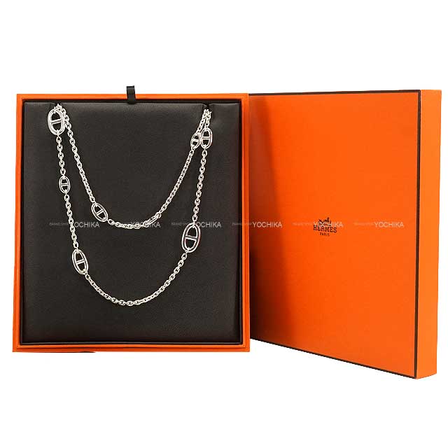 HERMES necklace Long Farandole Chaine d'Ancre 120 Silver Silver925 (SV925 Ag925) Silver HW[EXCELLENT][Authentic]