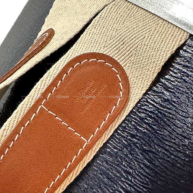 HERMES Interior Sellier Saddle box Small Harness case Side table Navy Recycle paper/Metal Mat Silver HW[EXCELLENT][Authentic]