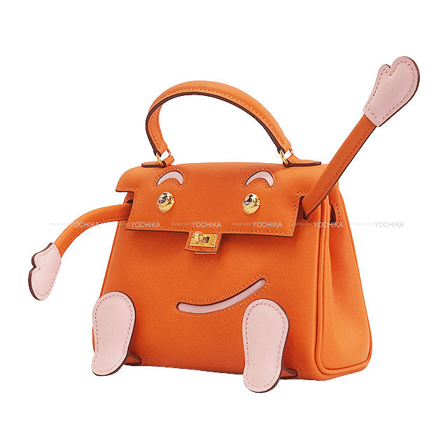 HERMES Handbag Kelly Doll Personal Order HSS Orange/Rose Sakura Veau Swift Gold HW Stamp W[BRAND NEW][Authentic]