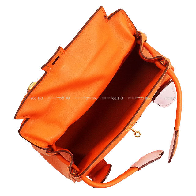 HERMES Handbag Kelly Doll Personal Order HSS Orange/Rose Sakura Veau Swift Gold HW Stamp W[BRAND NEW][Authentic]