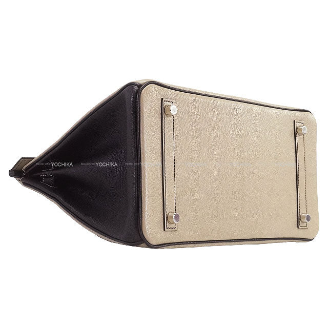 HERMES Handbag Birkin30 Personal Order HSS Hot Stamped Cheval Gris Tourterelle/Noir (Black) Chevre Mysore Mat Silver HW Stamp B[EXCELLENT][Authentic]