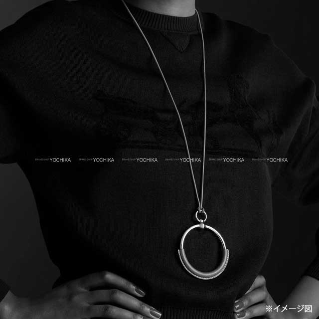 [Pre-loved] HERMES necklace Grand Loop Pendant Noir (Black) Veau Swift/Metal Gold HW[LIKE NEW][Authentic]