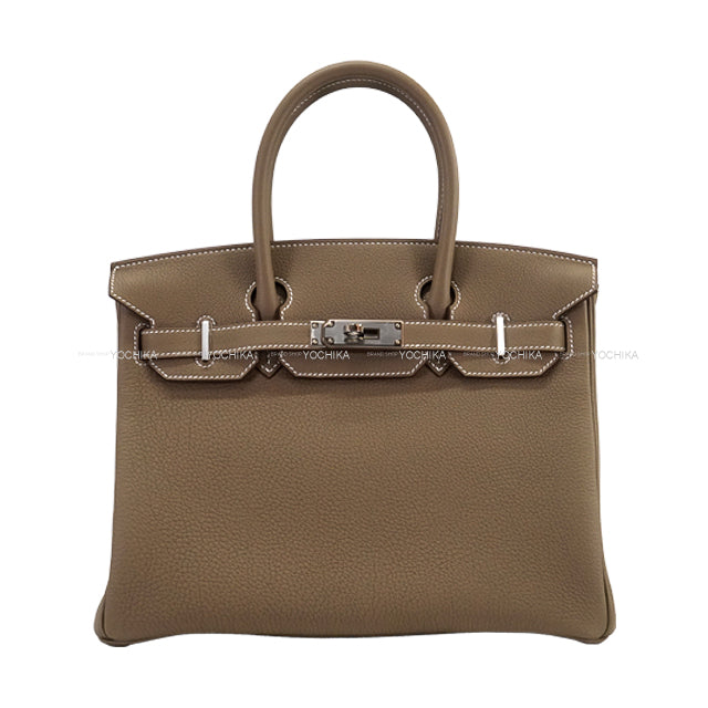 HERMES Handbag Birkin30 Etoupe Veau Togo Silver HW Stamp W[EXCELLENT][Authentic]