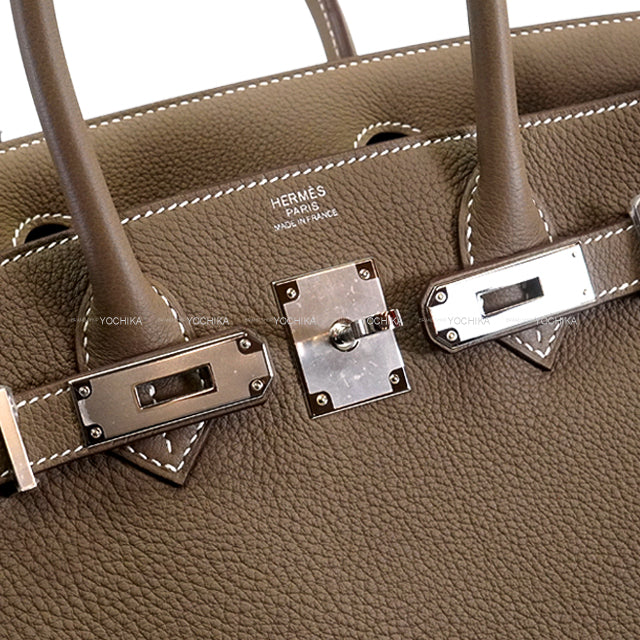 HERMES Handbag Birkin30 Etoupe Veau Togo Silver HW Stamp W[EXCELLENT][Authentic]