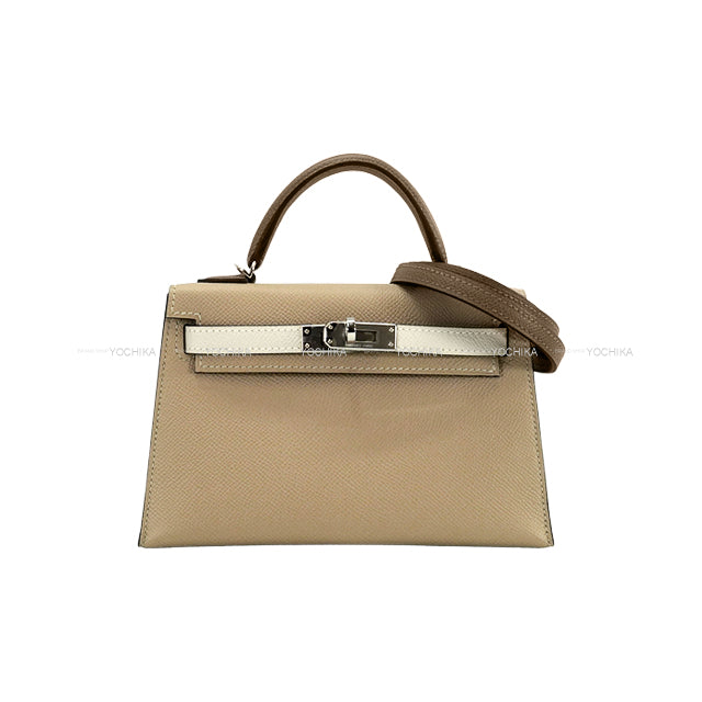 HERMES Shoulder bag Kelly mini 2 Kelly20 tricolor Trench/Craie/Etoupe Veau Epsom Silver HW Stamp K[BRAND NEW][Authentic]
