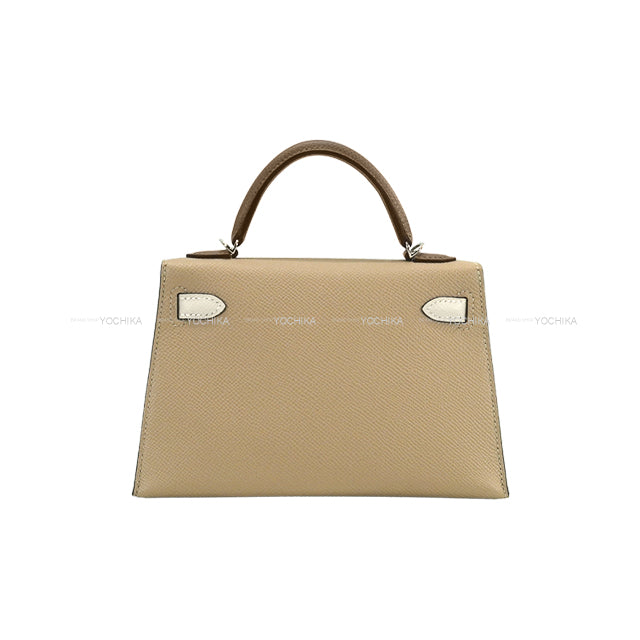 HERMES Shoulder bag Kelly mini 2 Kelly20 tricolor Trench/Craie/Etoupe Veau Epsom Silver HW Stamp K[BRAND NEW][Authentic]