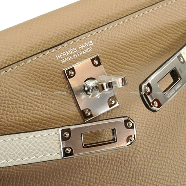 HERMES Shoulder bag Kelly mini 2 Kelly20 tricolor Trench/Craie/Etoupe Veau Epsom Silver HW Stamp K[BRAND NEW][Authentic]