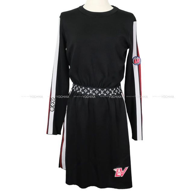 A/W 2020 LOUIS VUITTON One‐piece dress Ladies Monogram LV patch Noir (Black) Reyon/Polyester/Silk #S RW201A[EXCELLENT][Authentic]