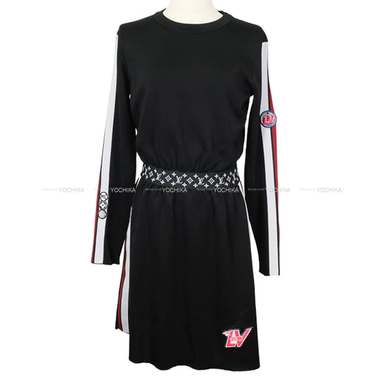 A/W 2020 LOUIS VUITTON One‐piece dress Ladies Monogram LV patch Noir (Black) Reyon/Polyester/Silk #S RW201A[EXCELLENT][Authentic]