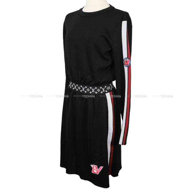 A/W 2020 LOUIS VUITTON One‐piece dress Ladies Monogram LV patch Noir (Black) Reyon/Polyester/Silk #S RW201A[EXCELLENT][Authentic]