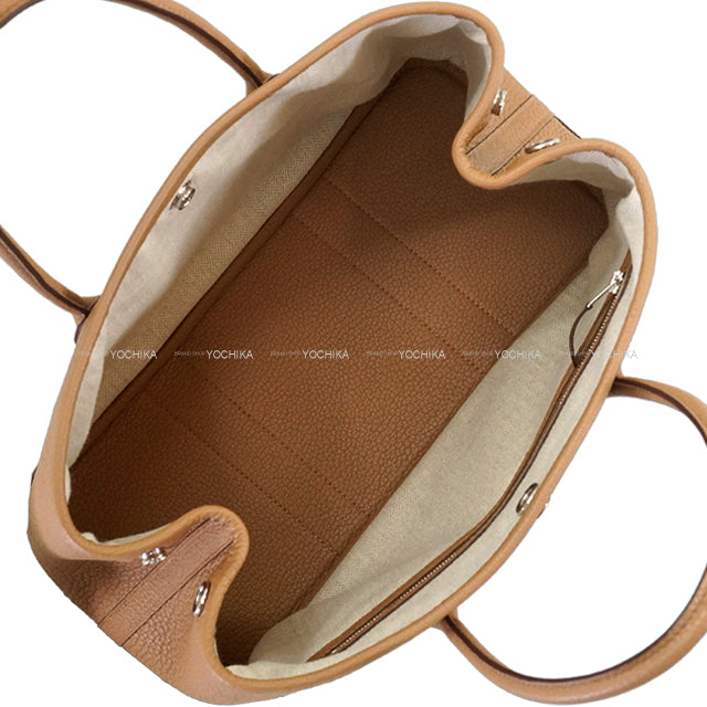 HERMES tote bag Garden Party 30 TPM Chai Veau Negonda Silver HW Stamp B[EXCELLENT][Authentic]