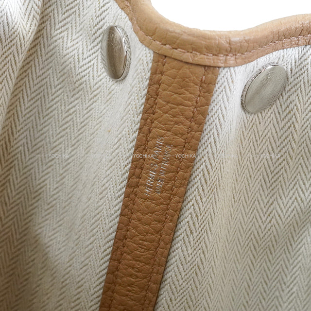 HERMES tote bag Garden Party 30 TPM Chai Veau Negonda Silver HW Stamp B[EXCELLENT][Authentic]