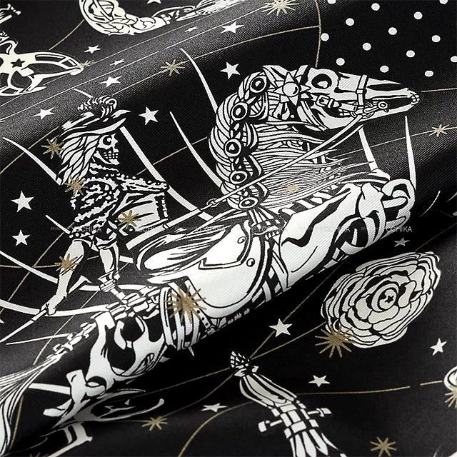 HERMES scarf Bandana Carre 55 Chorus Stellarum Noir (Black)/Blanc (White) Silk100%[EXCELLENT][Authentic]