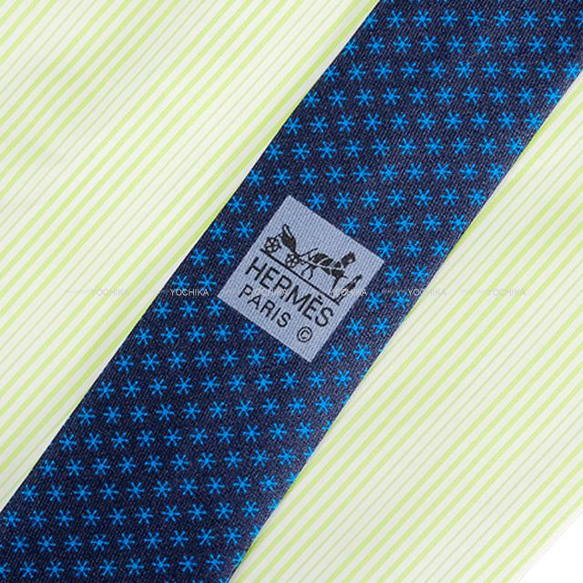 HERMES tote bag Petit H tie Vert/Marine Cotton/Silk100%[EXCELLENT][Authentic]