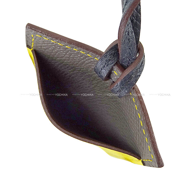 HERMES card holder Petit H Holder Etain/Jaune/Noir (Black) Veau Epsom[EXCELLENT][Authentic]