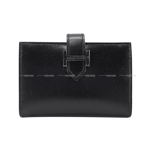 HERMES card holder Bearn Card holder SO BLACK Monochrome Noir (Black) Box Calf Black HW Stamp B[EXCELLENT][Authentic]