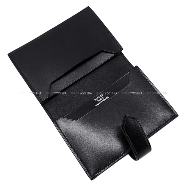 HERMES card holder Bearn Card holder SO BLACK Monochrome Noir (Black) Box Calf Black HW Stamp B[EXCELLENT][Authentic]