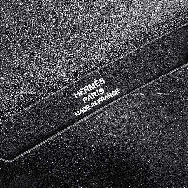 HERMES card holder Bearn Card holder SO BLACK Monochrome Noir (Black) Box Calf Black HW Stamp B[EXCELLENT][Authentic]