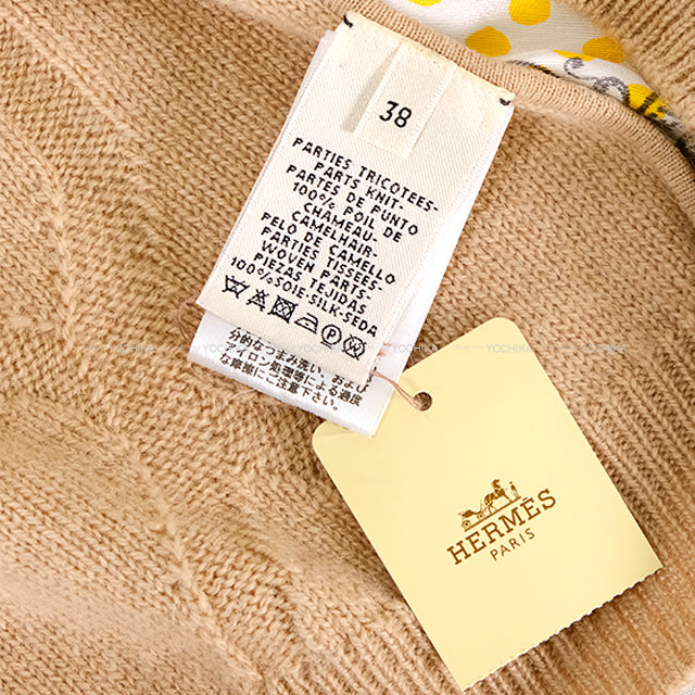 HERMES Knit Twillaine MORS DE SELLE Jaune vif Silk/Camel #38[EXCELLENT][Authentic]