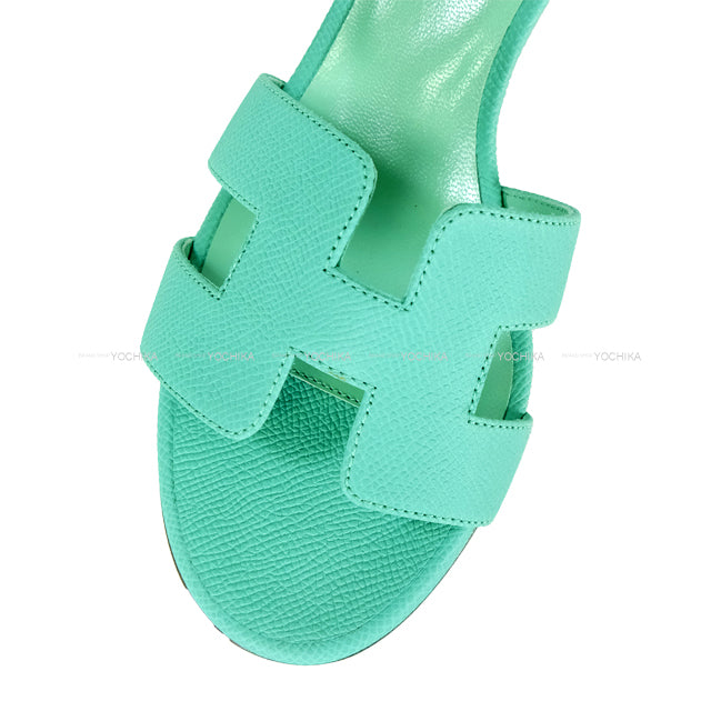 HERMES sandals Ladies OASIS H-motif Vert Veronese Veau Epsom #36[EXCELLENT][Authentic]