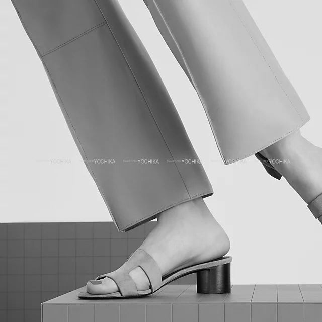 HERMES sandals Ladies OASIS H-motif Vert Veronese Veau Epsom #36[EXCELLENT][Authentic]