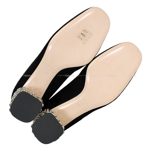 Miu Miu pumps Bijou Chunky heel Black Suede #36 Silver HW[EXCELLENT][Authentic]