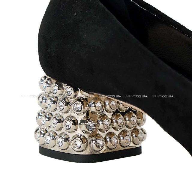 Miu Miu pumps Bijou Chunky heel Black Suede #36 Silver HW[EXCELLENT][Authentic]