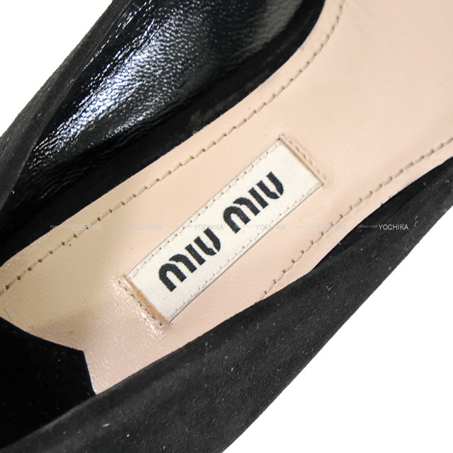 Miu Miu pumps Bijou Chunky heel Black Suede #36 Silver HW[EXCELLENT][Authentic]