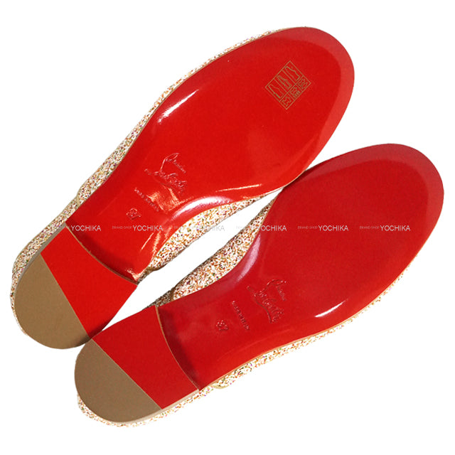 Christian Louboutin dress shoes FRED FLAT GLITTER FIESTA Lace-up Multicolor/Gold #37 1140031[EXCELLENT][Authentic]